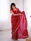 Crunchy Silk Embroidery Work With Lace Border Saree
