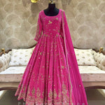 Pink Color Chinon Silk With Embroidery Work Beautifull Gown