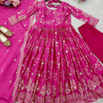 Pink Color Chinon Silk With Embroidery Work Beautifull Gown