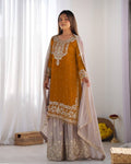 Heavy Faux Goergette Heavy Embroidery Work With Dori Sequence Work Top Plazzo