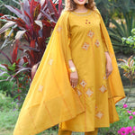 Beautiful Pure Cotton Suit With Real Mirror Hand Work