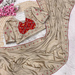 Natural Chinnon Silk With Sequience Work Saree