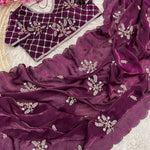 Beautifull Crunchy Peding Sequience Work Saree