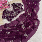 Beautifull Crunchy Peding Sequience Work Saree