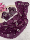 Beautifull Crunchy Peding Sequience Work Saree