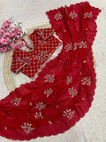 Beautifull Crunchy Peding Sequience Work Saree