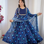 Beautifull Fox Georgette Cnavas Patta Flair Work Gown Set