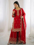 Beautiful Fendy Silk Suit With Embroidery Coding And Sequence Work