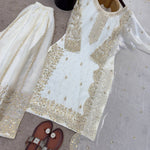 Beautiful Fendy Silk Suit With Embroidery Coding And Sequence Work
