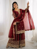 Beautiful Fendy Silk Suit With Embroidery Coding And Sequence Work
