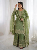 Beautiful Fendy Silk Suit With Embroidery Coding And Sequence Work