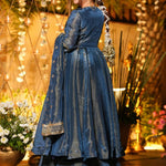 Beautifull French Moss With Crap Inner Embroidery Work Gown