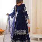 Designer Party Wear Heavy Viscose Velvet Top with Sharara