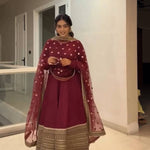 Havy Roman Silk With Embroidery Work Gown