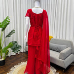 Faux Georgette Thread & Sequience Work Top Pent