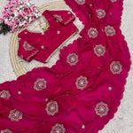 Beautifull Fandy Sattin Khatli Work Saree