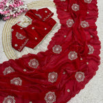 Beautifull Fandy Sattin Khatli Work Saree