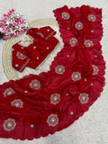 Beautifull Fandy Sattin Khatli Work Saree