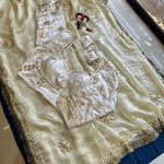 Designer pure Chinon Saree With Sobber Kachi Gota Work saree