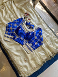 Designer pure Chinon Saree With Sobber Kachi Gota Work saree