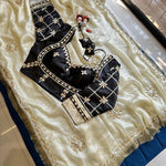 Designer pure Chinon Saree With Sobber Kachi Gota Work saree