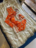 Designer pure Chinon Saree With Sobber Kachi Gota Work saree