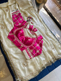 Designer pure Chinon Saree With Sobber Kachi Gota Work saree