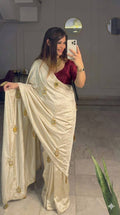 Most Viral Soft Chinnon With Real Mirror Work Saree