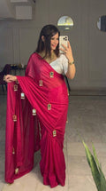 Most Viral Soft Chinnon With Real Mirror Work Saree