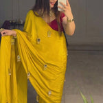 Most Viral Soft Chinnon With Real Mirror Work Saree