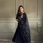 Beautifull Black Color Fox Georgette Fancy Work Anarkali