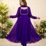 Beautiful Fox Georgette Anarkali Suit With Sequence Embroidery And Moti Lace Work