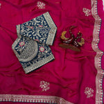 Designer Soft Satin With Sequence Zari Embroidery work saree