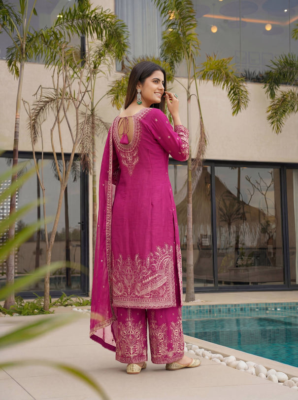 Beautifull Chinon Silk With Sequience Work Top Sharara