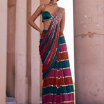 faux georgette embroidery work saree