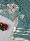 Sky Color Soft Georgette Gotta Patta Work Saree