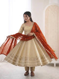 Cosmos Gold Lace Embroidered Gown Suit Set