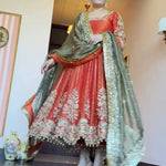 Orange Color Havy Embroidery Siqvas Work Gown Set