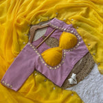 Beautifull Faux Georgette Hand Khatli Work Saree