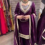 Beautifull Velvet With Real Mirror Work Top Plazzo