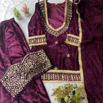 Beautifull Velvet With Real Mirror Work Top Plazzo