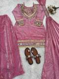 Beautifull Fendy Silk With Real Mirror Work Top Plazzo