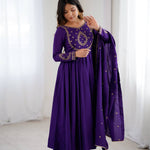 Purple Color Roman Chanderi Silk With Hand Work Anarkali