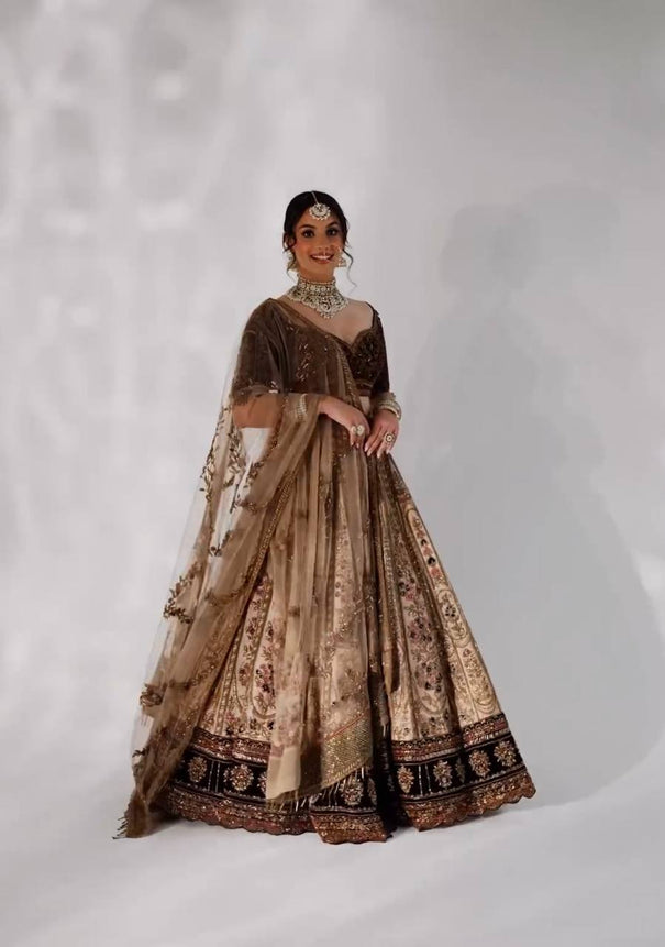 Beautifull Beige Color Kasturi Silk With Sequience Work Lehenga