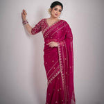 Beautifull Soft Space Silk With Sequience Work Saree
