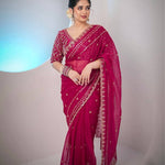 Beautifull Soft Space Silk With Sequience Work Saree