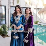 Very Soft Ice Velvet With Zari Embroidery Work Top Plazzo