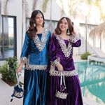 Very Soft Ice Velvet With Zari Embroidery Work Top Plazzo