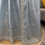 Beautifull Fendy Silk With Thred & Sequience Work Saree