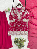 Beautiful Georgette Plazzo Suit with Sequence Embroidery Work